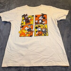 Disney Mickey Friends Halloween Costume T Shirt Cream Graphic Print Womens Large